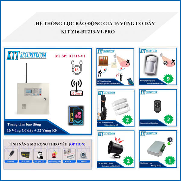 Hệ thống báo động chống đột nhập KIT Z16-BT213-V1-PRO