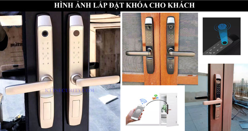 Hình ảnh lắp khóa vân tay cao cấp cho khách hàng
