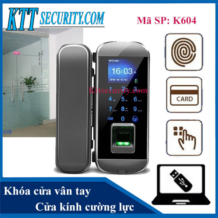 Khóa vân tay cửa kính cường lực giá rẻ