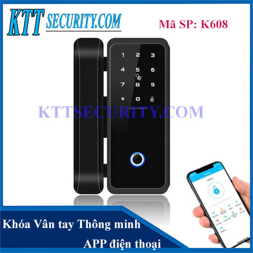 khóa vân tay cửa kính cường lực