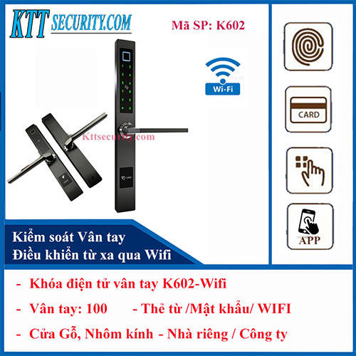 Khóa điện tử vân tay K602-Wifi 