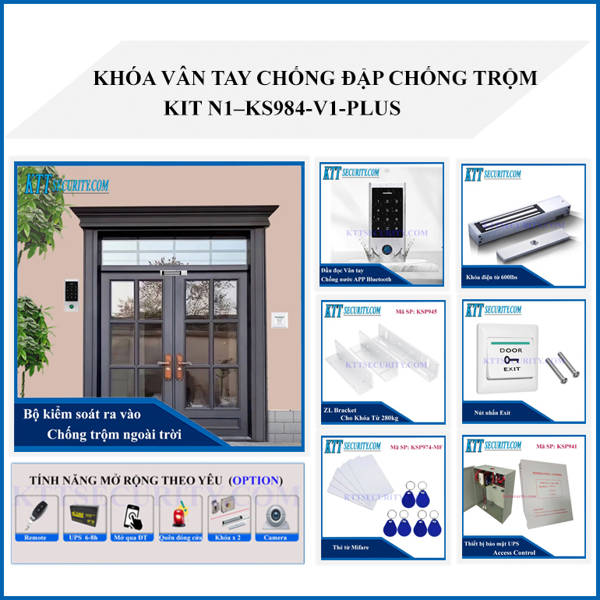khóa vân tay chống nước KIT N1-KS984-V1-PLUS