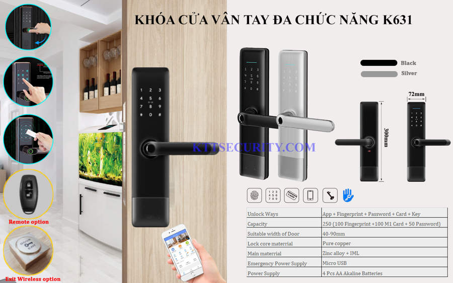 khóa cửa vân tay đa chức năng