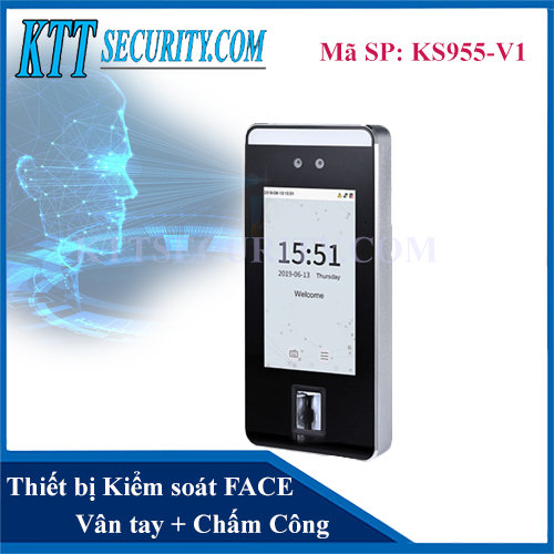 Máy chấm công nhận diện khuôn mặt Senseface 4A KS955-V1