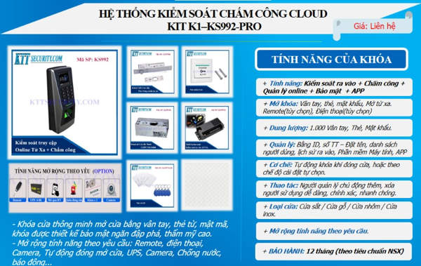 Tính năng máy kiểm soát truy cập online ks992