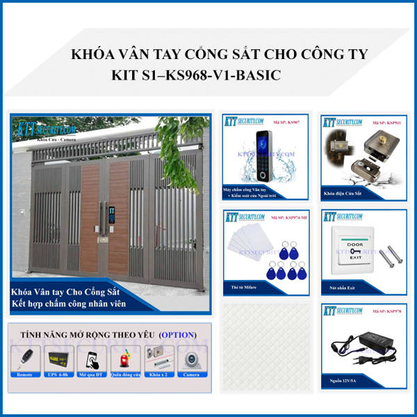 Khóa vân tay cho cổng sắt công ty KIT S1-KS968-V1-Basic