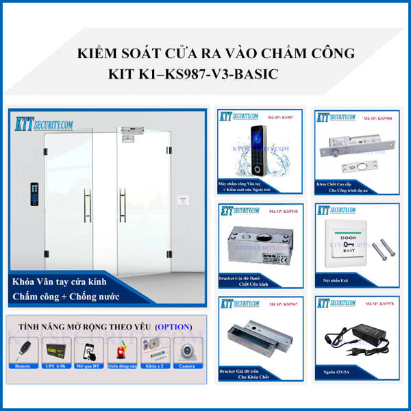 Khóa cửa vân tay chống nước KIT K1–KS987-V3-BASIC