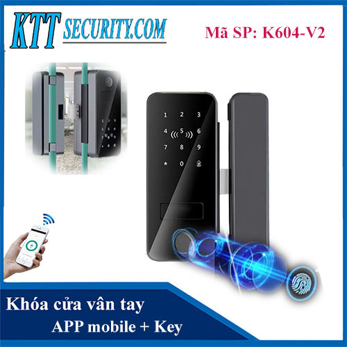 Khóa vân tay cửa kính cường lực K604-V2