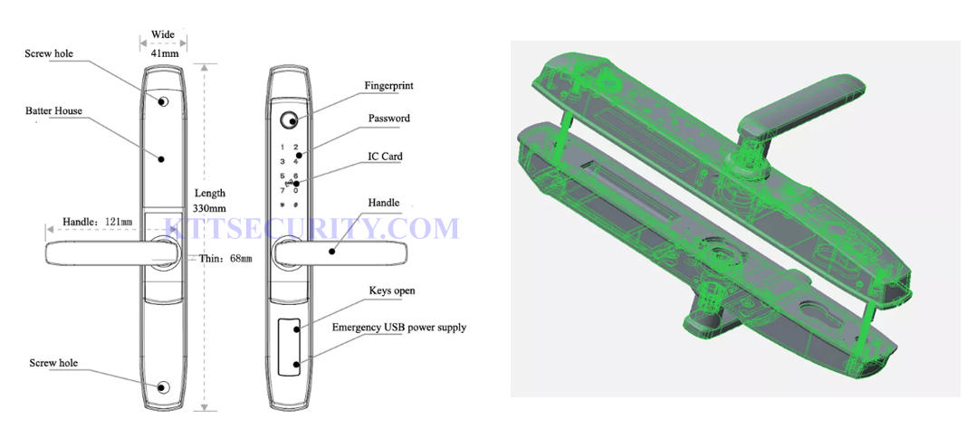 kích thước khóa vân tay cao cấp k625