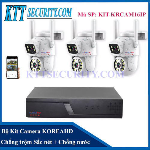 Bộ Camera IP KoreaHD Cao Cấp Mắt Kép | KIT-KRCAM16IP