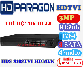 Đầu ghi 8 kênh hdparagon HDS-8108TVI-HDMI/N, 8 SATA