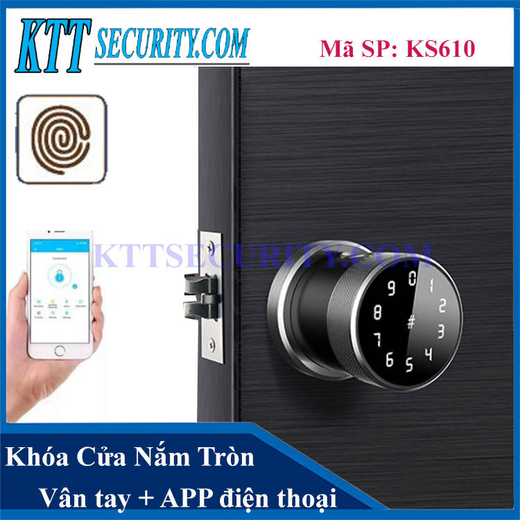 Khóa Cửa Nắm Tròn Vân Tay | K610