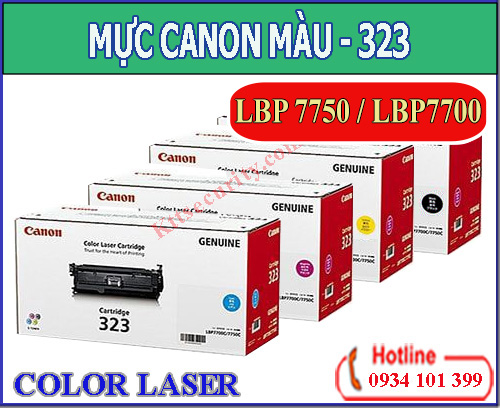 Mực in laser màu Canon 323(Đen,Xanh,Vàng,Đỏ)Dùng cho máy Canon LBP 7750