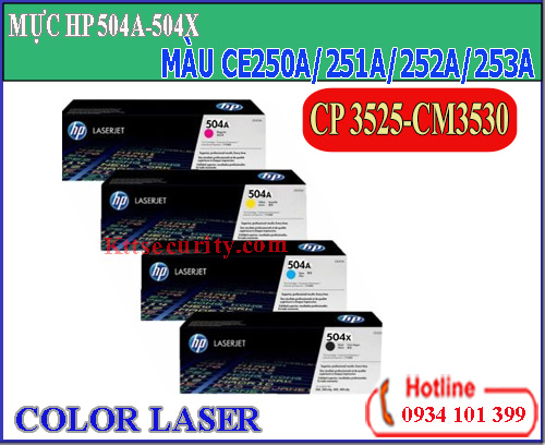 Mực laser màu 504x-504A[CE250A-CE251A-CE252A-CE253A]dùng cho máy CP3525