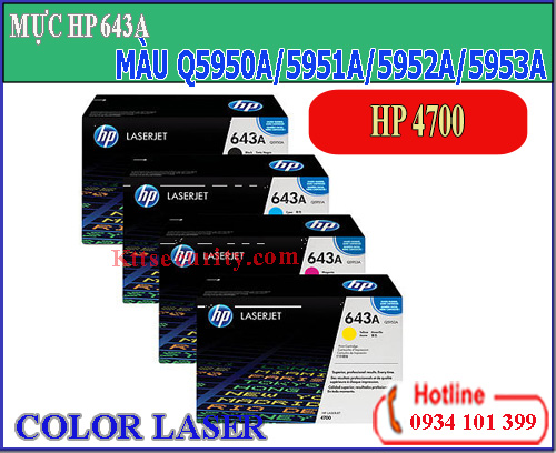 Mực laser màu 643A[Q5950A-Q5951A-Q5952A-Q5953A]dùng cho máy HP 4700