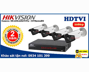 Trọn bộ Camera Hikvision 2mp DS-2CE16D0T-IT3+Dahua-XVR5104HS