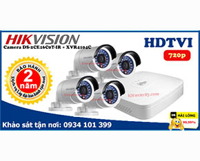 Trọn bộ Camera Hikvision DS-2CE16C0T-IR+Dahua-XVR4104C