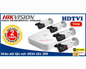 Trọn bộ Camera Hikvision DS-2CE16C0T-IT3+Dahua-XVR4104C