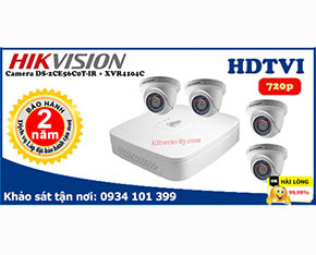 Trọn bộ Camera Hikvision DS-2CE56C0T-IR+Dahua-XVR4104C-S2