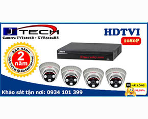 Trọn bộ Camera J-tech 2mp TVI3206B+Dahua-XVR5104HS